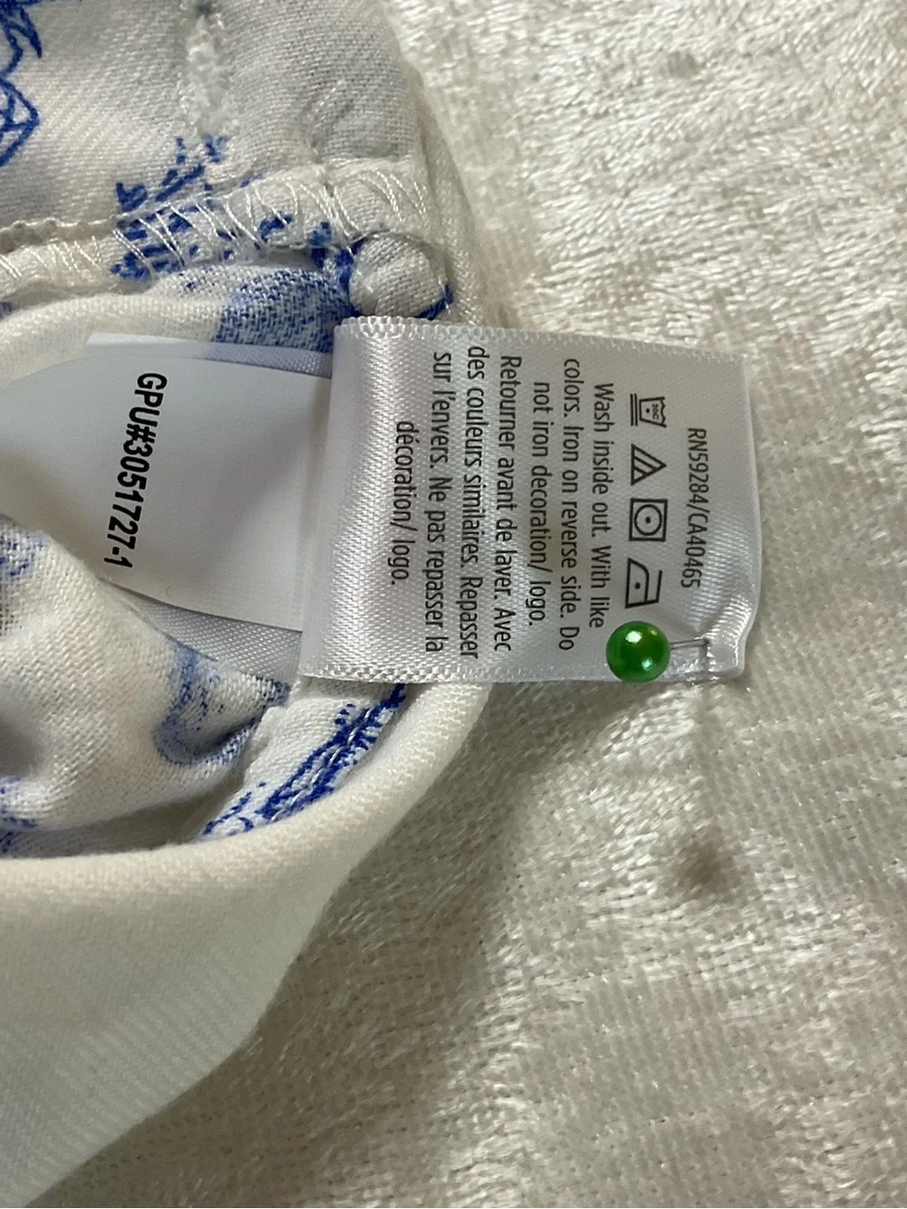 Gymboree White and Blue Bunny Print Long-Sleeve Nightgown Dress